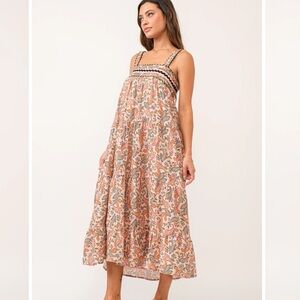 Dear John Paisley Midi Dress in Pink and Orange
